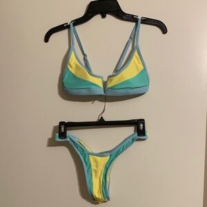 Yellow and Blue Women's Bikini Set